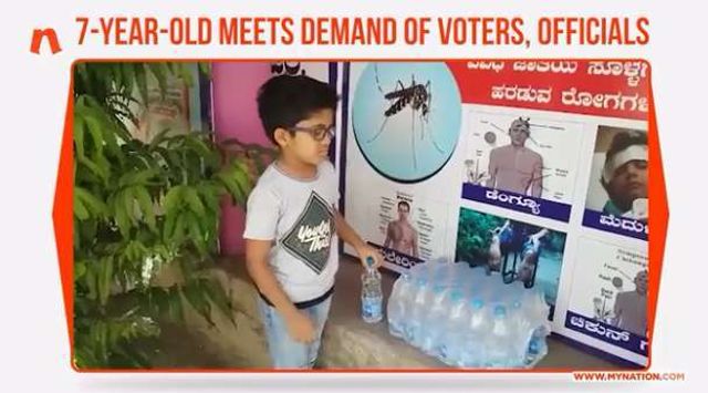 7-year-old boy from brigade school jp nagar provided water to voters amid searing heatb